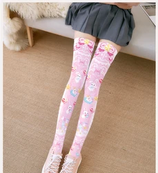 Fashion Ladies Long Over The Knee Stockings Cute Pink Girl Cosplay Nylon Stockings Silk Summer Thin Sexy High Thigh Long Socks