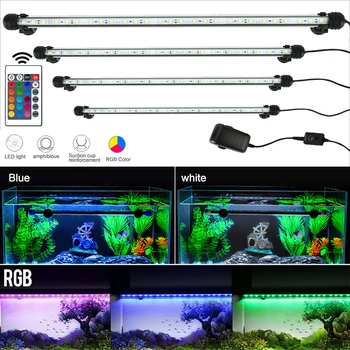 

RGB LED Aquarium Light Waterproof Bar Fish Tank Light 19-49CM Aquatic Plants Grow Light Submersible Underwater Decor lamp