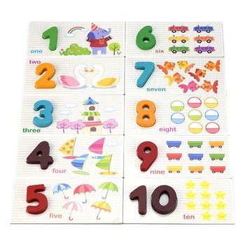 

Numbers Animal Recognition Card Puzzle Playset Recognition Learning Math Toys Numbers Cognition Early Educational Learning Toy