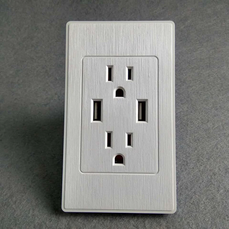 15A Ul American Dual Usb Wall Socket American Standard Power Outlet Us 2.4A Usb Socket Panel Us Plug