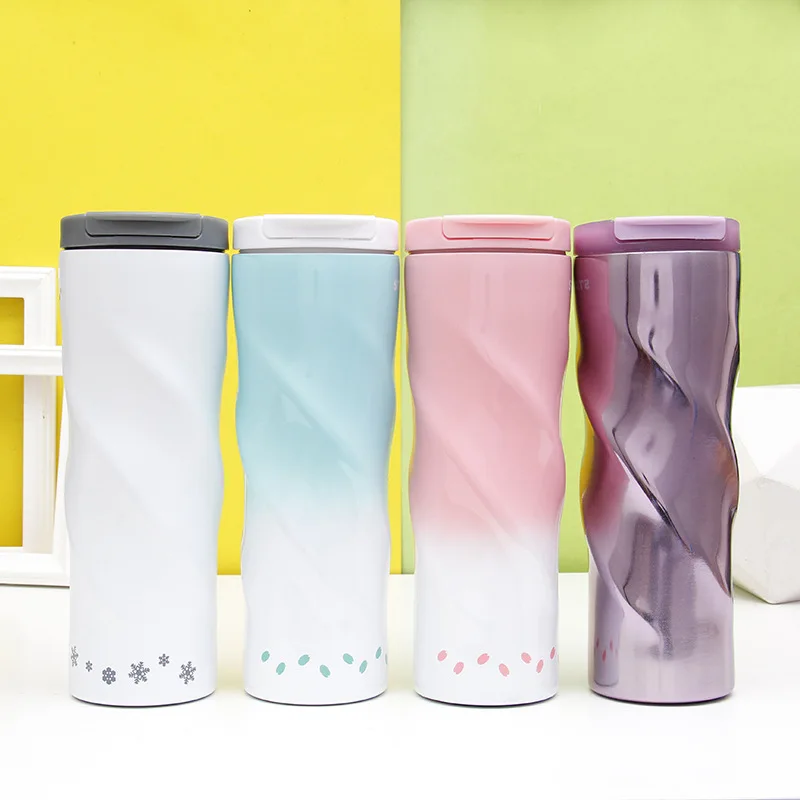 480ml Insulated Coffee&ampTea Mug 18/8 Stainless Steel Vacuum Flasks Twisty Body Thermos Water Bottle With Flip Lid Thermals cups | Дом и сад