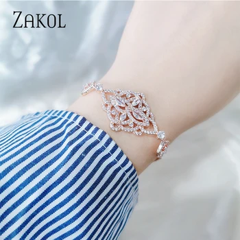 

ZAKOL Luxury CN White Stone AAA Cubic Zirconia Big Bracelets for Women Adjustable Drawstring Bracelet Jewelry FSBP2151