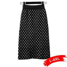 Осенние женские юбки с принтом в горошек, 4XL, высокая талия, вязанная облегающая юбка средней длины, Faldas Jupe Femme, сексуальная трикотажная юбка-карандаш