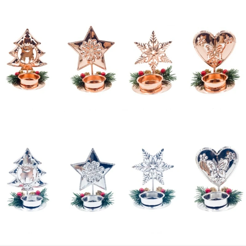 New-8Pcs, Рождественский подсвечник, орнамент, свечи, романтический ужин при свечах, подсвечники, настольные, для дома, вечерние, Декор, снежинка, Chr