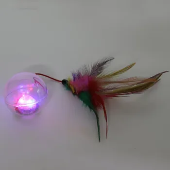 

Pet Cat Vibrating Flashing Light Feather Tumbler Ball Interactive Flashing Magic Ball Toy Light Pet Chasing Training Cat Ball