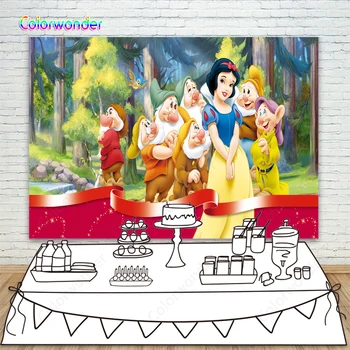 

Photography Backdrop Cartoon Princesses Snow White Birthday Party Children Newborn Baby Backdgrounds for Photo Studio Photocall