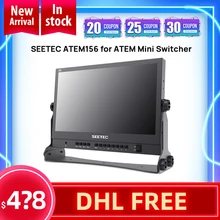 SEETEC-Monitor de 15,6 pulgadas para transmisión en vivo, Monitor de dirección con Cable HDMI, Compatible con pantalla dividida Quad para ATEM Mini