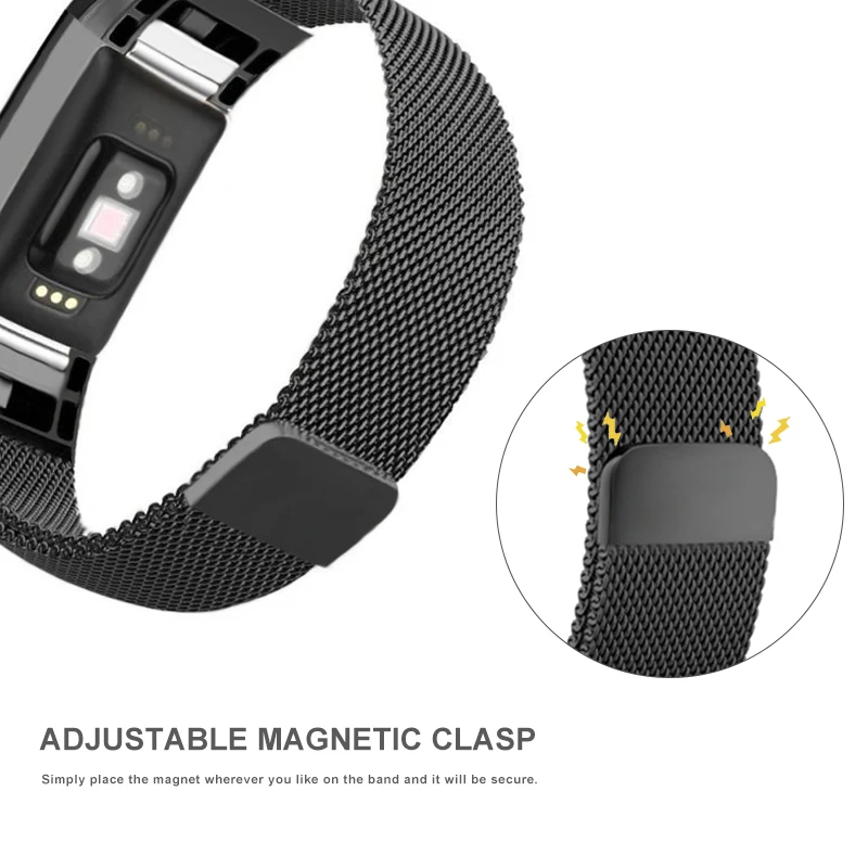 Миланская петля ремешок для Fitbit Charge 2 Смарт часы браслет S L Металл Нержавеющая сталь Магнитная Pulseira спортивный браслет