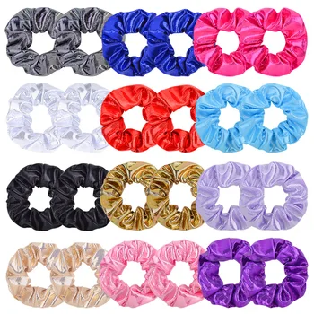 

free shipping 24pcs Glitter Scrunchie Girls Elastic Rubber Hairband Gold Scrunchie Vintage Ponytail Holder Hair Accessories He
