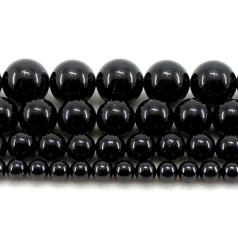 

Natural Black Tourmaline AAA Quality Loose Stone Beads 4/6/8/10MM 15Inch For Jewerly DIY Making Bracelet Necklace