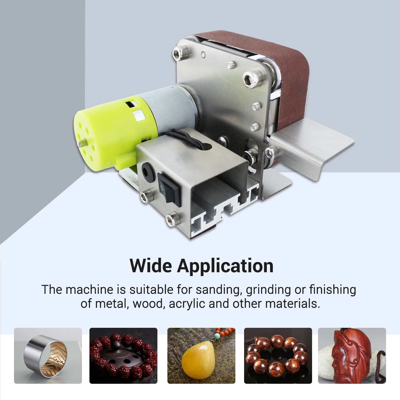 Mini Belt Sander Electric Sanding Polishing Grinding Machine 7 Variable Speed with 10 Sanding Belts for Polishing Wood Metal