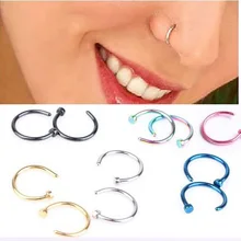 Yuedane поддельная перегородка из медицинского титана для носа кольцо серебро золото Кольца для носа для женщин перегородка пирсинг клип Ювелирные изделия подарок 1 шт