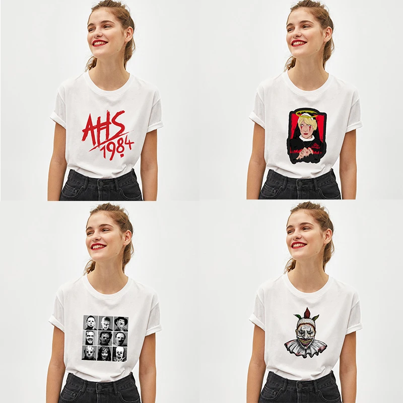 Крутая Мужская и женская футболка с принтом История ужасов Повседневная