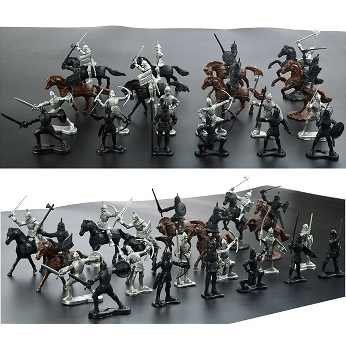 Plastic 28Pcs/Lot Medieval Knights Soldiers Model Toys Horses Soldiers Figures Models Play Kit Children Educational Toy Gifts