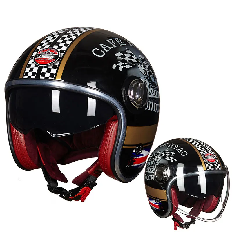 С открытым лицом Ретро Скутер мотоцикл Винтаж шлем Capacete Casque ECE