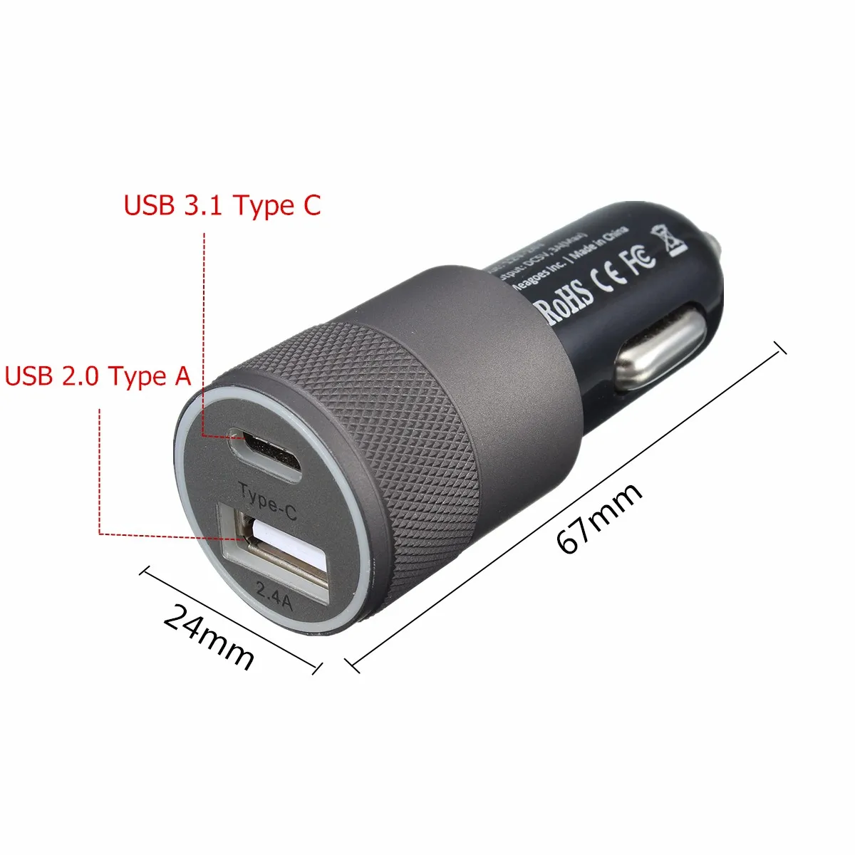 2 порта мини-Переходник USB для зарядки в машине 3.1A автомобильное USB зарядное устройство мобильный телефон двойной USB Автомобильное зарядное устройство автомобильное зарядное устройство для IOS Android type-C