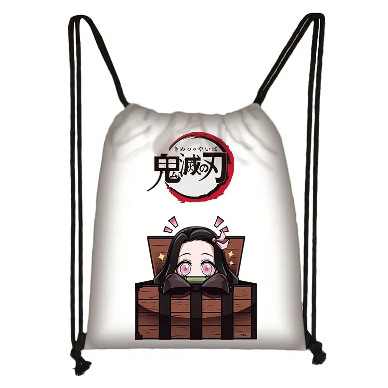 skdYaiba06 Аниме демон убийца Kimetsu No Yaiba сумка на шнурке для девочек и мальчиков-подростков модная сумка для хранения Nezuko Tanjirou Рюкзак Дорожная Сумка - Цвет: skdYaiba06