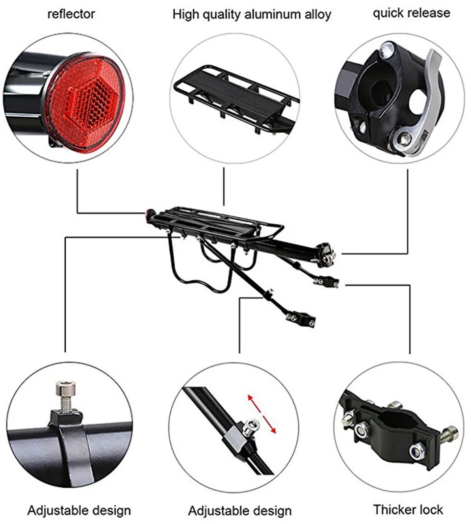 Mountain Bike Rear Rack Aluminium Alloy Semi-Quick Release Rear Rack Bike Shelf Manned Support Wholesale Shelf