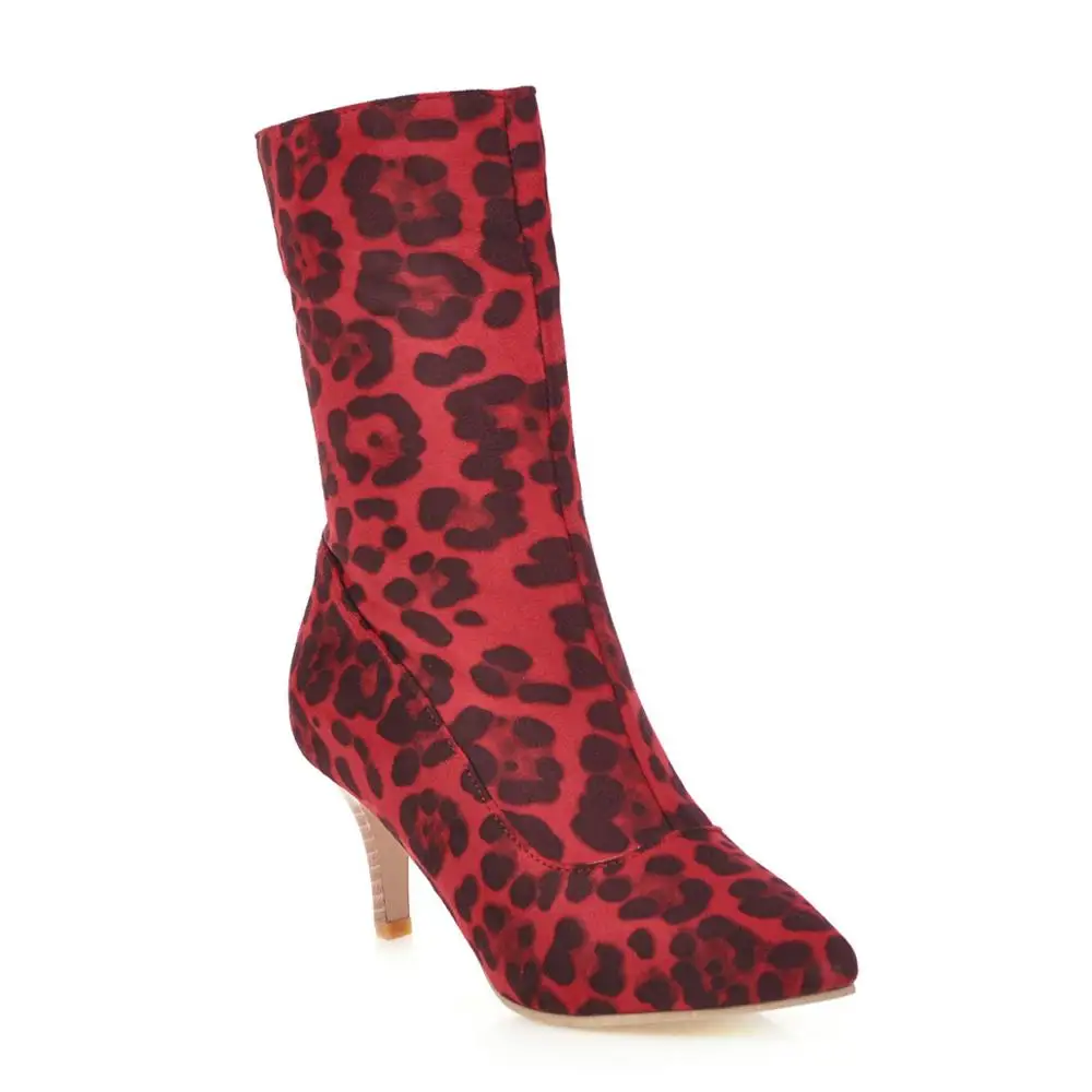 

Boots Women New 2019 Brand Women's Shoes Booties Ladies Zipper Winter Footwear High Heel Fashion Mid Calf Pointy Rubber 2020