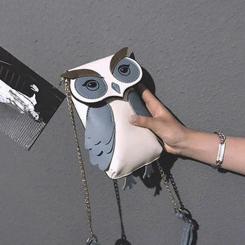 

Creative Contrast Color Stitching Owl Women's Shoulder Bags Trendy Sewing Thread Chain Crossbody Bag Casual Flip Tiny Square Bag
