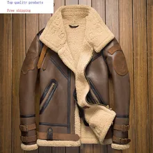 Куртка из короткой овечьей шерсти, мужская куртка из натуральной кожи, Мужская мотоциклетная авиационная куртка, куртка из натуральной шерсти с мехом 8156