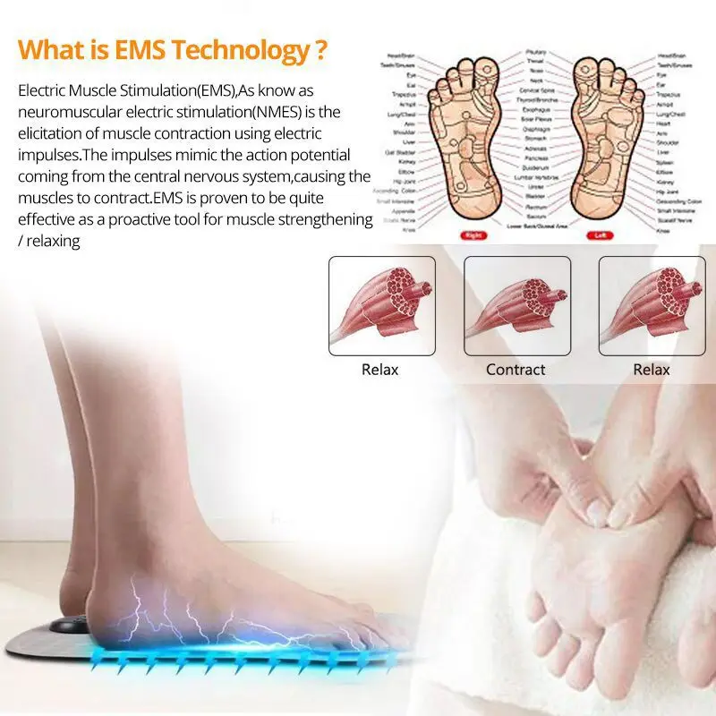 USB Перезаряжаемый пульт дистанционного управления EMS массажер для ног коврик электрическая стимуляция ног со складной подошвой массаж