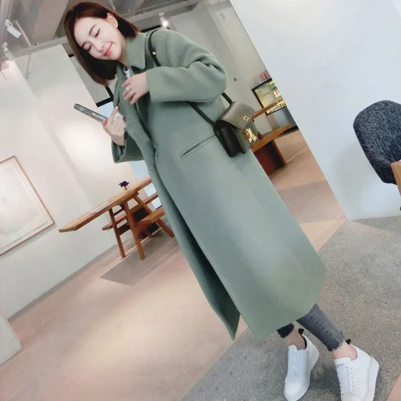 

Women Wool Coat,2019 Winter New Casual Korean Version Slim Long Coat,Full Sleeve Suit Collar Womens Plus Size Fashions Coats