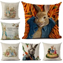 Наволочка для подушки с изображением кролика Питера, льняная Наволочка украшения для дома, гостиной, автомобиля, дивана