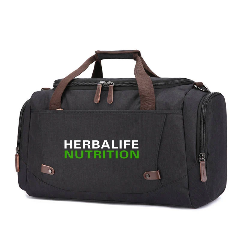 Herbalife nutrition Gran capacidad hombres equipaje de mano viaje bolsas de lona bolsas de viaje fin de semana bolsos de hombro - Цвет: Черный