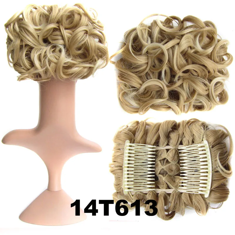 14T613 1 шт синтетические большие волосы грязный Updo женские элегантные натуральные волнистые резинки шиньон лоток конский хвост шиньоны - Цвет: 14T613