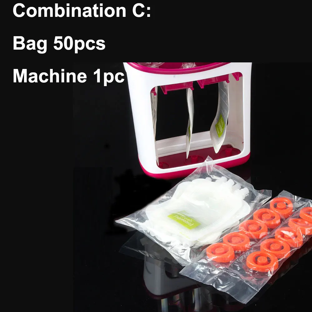 Combination C Выдавливание фруктового сока станция и мешки комплект для кормления набор для детского питания Набор для выдавливания еды сумки-контейнеры для хранения набор ложек - Цвет: Combination C