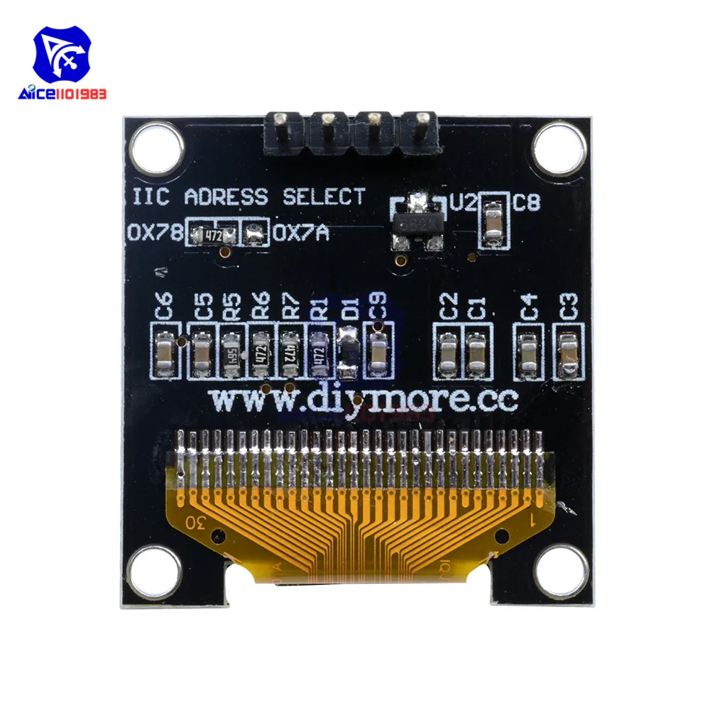 Diymore 0,9" 12864 128*64 желтый и синий OLED ЖК-дисплей SSD1306 IEC IIC Серийный модуль с контактом для Arduino STM32