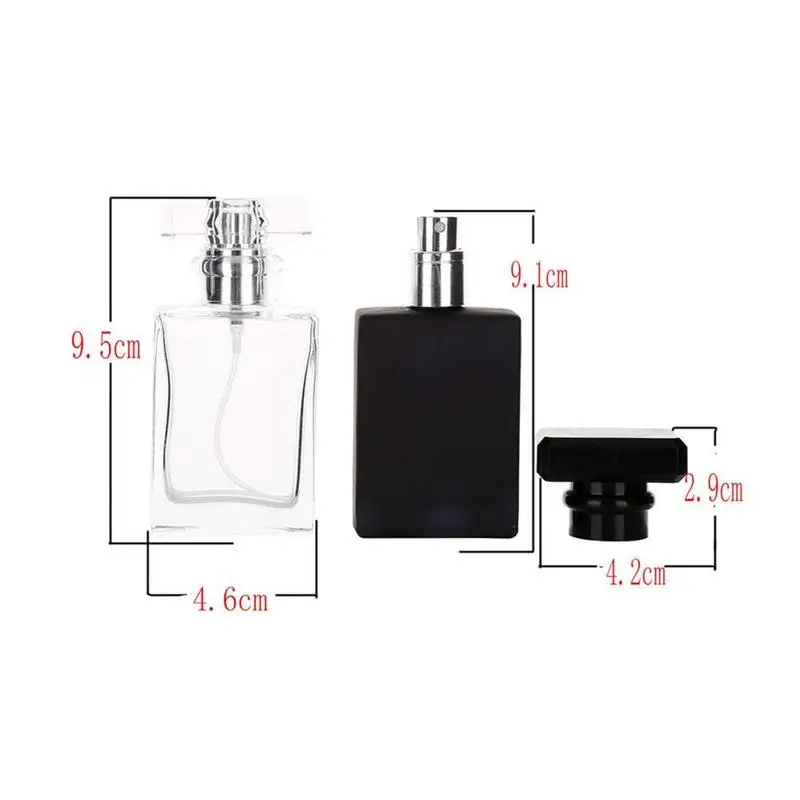 30ml square perfume spray glass bottle spray bottle reusable bottle black and transparent perfume bottle