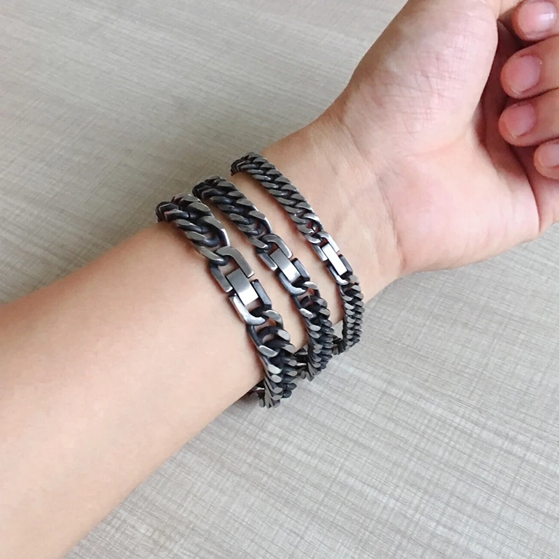 Chain Bracelet GOKADIMA 2025 Rock Man Antique Finished Stainless Steel Cuban Men Wrist Hand Jewelry Gift Party stainless steel bracelet