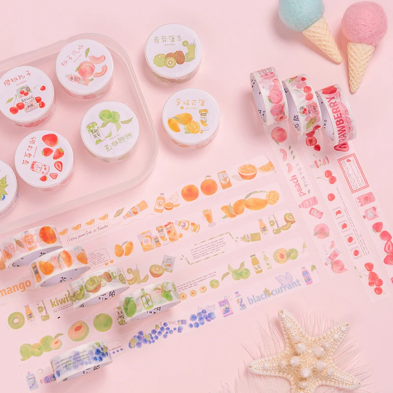 

Creative Fruit drinks Peach Strawberry Washi Tape Adhesive Tape DIY Scrapbooking Sticker Label Masking Tape