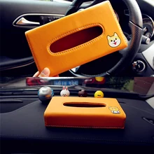 Автомобильный тканевый ящик для солнцезащитного козырька, искусственная кожа, подвесная Автоматическая Сумочка для салфеток, держатель для солнцезащитного козырька, картонная коробка, автомобильные аксессуары