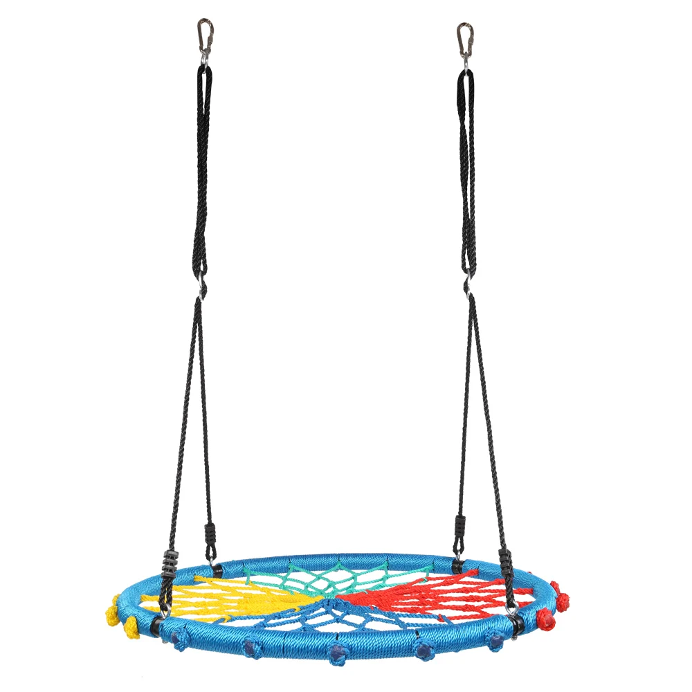 

Children Fashion PE Detachable Swing 40 Inch Spider Web Round Rope Swing Safe And Reliable Adjustable Ropes 2 Carabiners