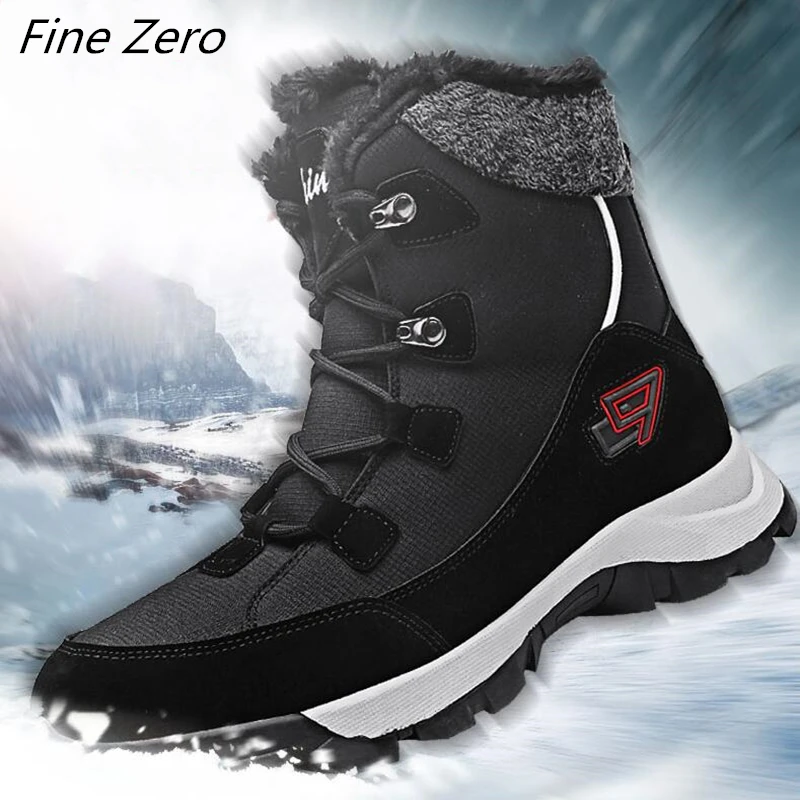 Size 35-47 New Winter Men's Boots Lovers Plush Warm Ankle Boots Waterproof Leather Snow Boots Outdoor Desert Boots Military Boot