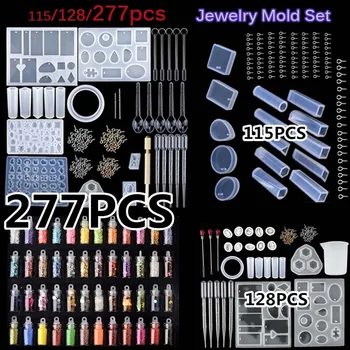 

115/128/277PCS Silicone Jewelry Mold Handmade Crystal Glue Mould Set DIY Jewelry Making Decoration Resin Pendant Silicone Molds