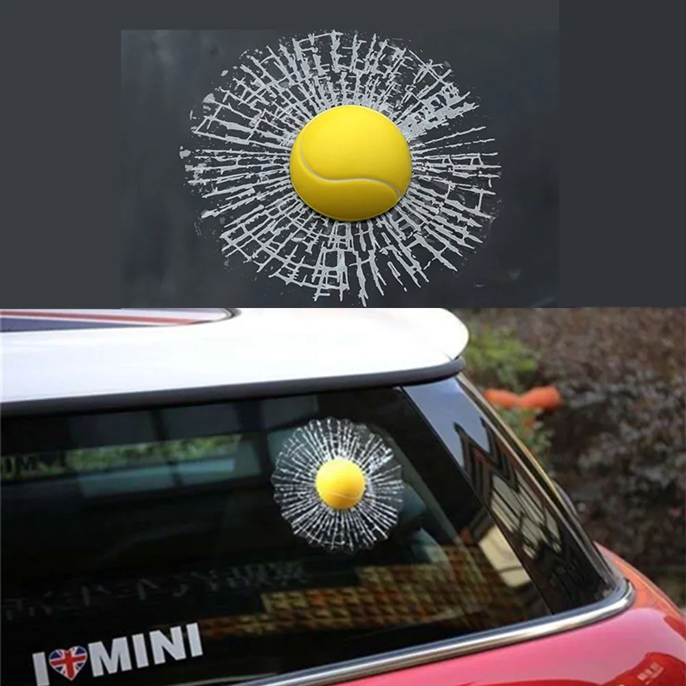 

3D elf cart stickers car decoration stickers funny tennis stickers smashed glass window modification