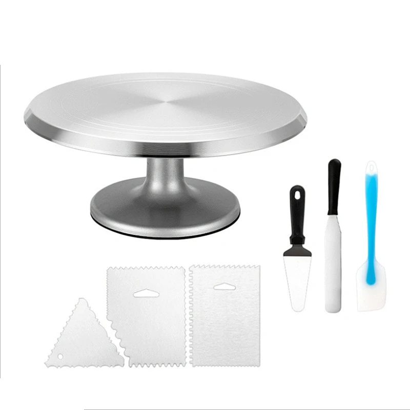 Revolving Cake Stand 12 Inch Cake Turntable with 3 Comb Icing Smoother