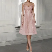 

On Sale Evening Party Dress For Wedding Cheap Tea Length Thin Straps Plus Size Blue Gown At Night Vestidos De Noche 2021 A Line