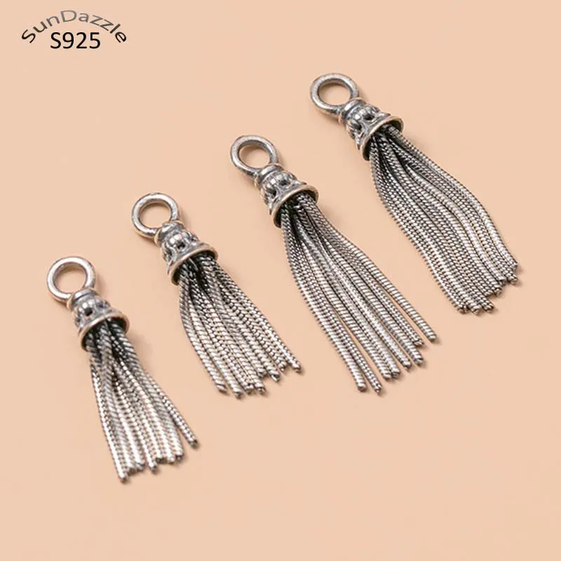 Real Pure Solid Titanium 925 Sterling Silver Pendants Snake Chain Tassel Suspension Necklace Bracelet Jewelry Making Findings | Украшения и
