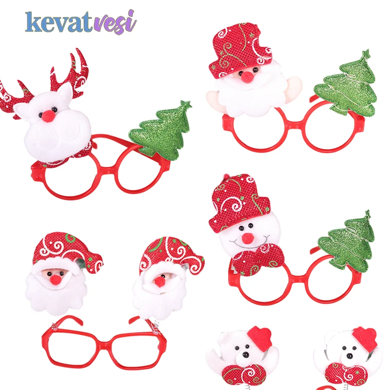 

2021 New Year Decor Christmas Glasses Frame for Kids Adults Santa Claus Glasses with Light Christmas Gift Xmas Party Decor