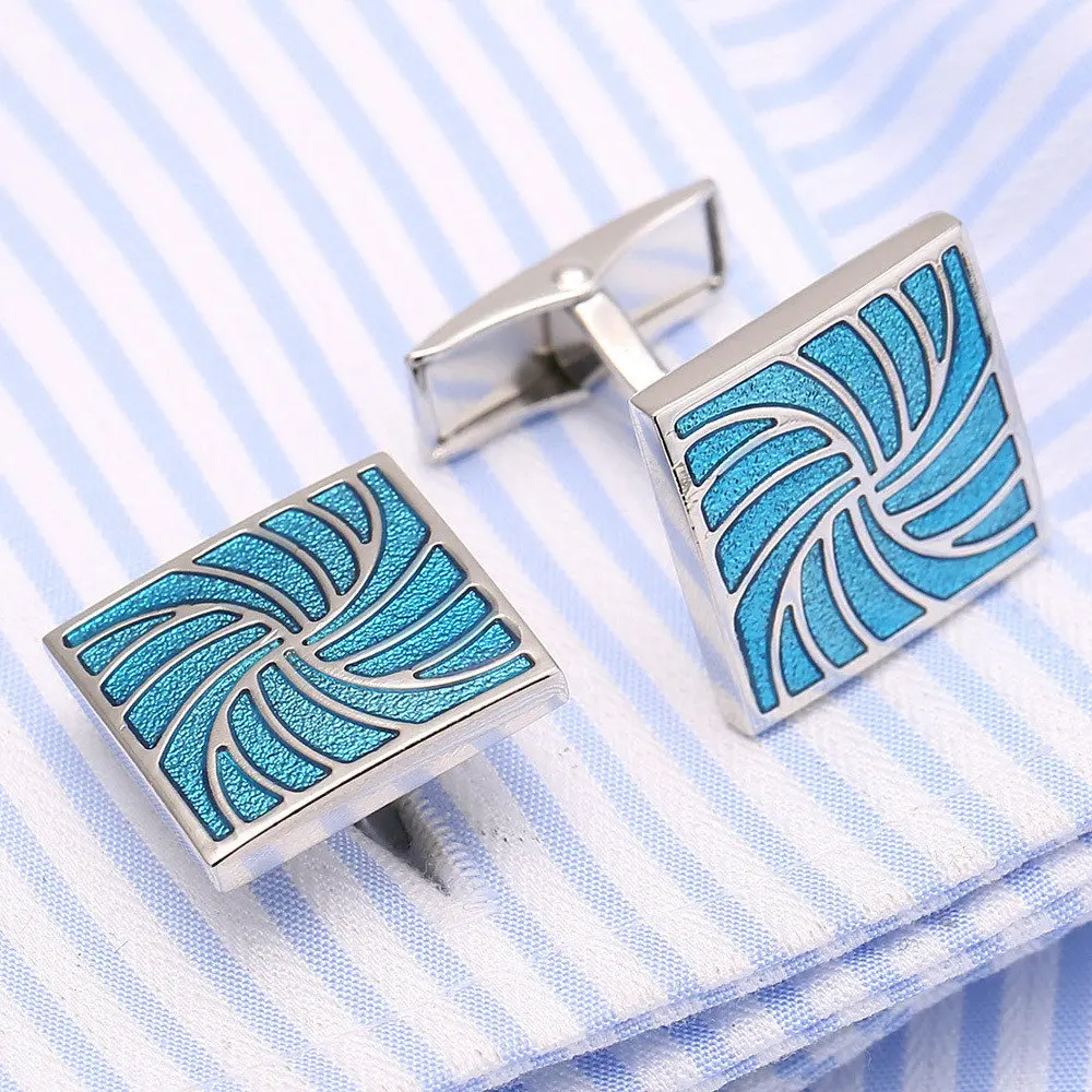 VAGULA Cufflinks Blue Enamel Gemelos Perfect Button Men Jewelry 145