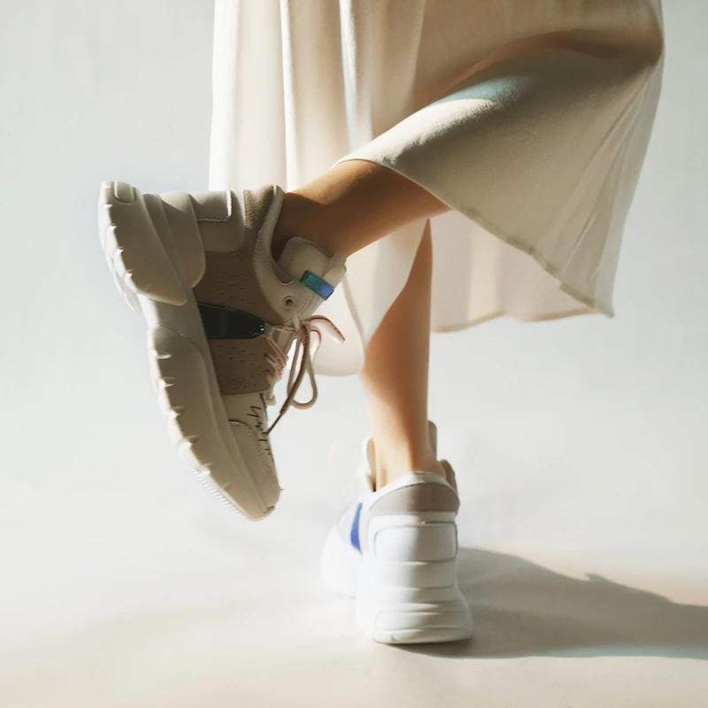 Zapatos de mujer; кроссовки на платформе; женская повседневная обувь из коровьей кожи; Разноцветные Женские кроссовки basket femme