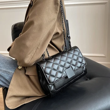 

Graceful Diamond Pattern Chain Bag Messenger Bag 2020 Internet Hot New Fashionable Korean Versatile One-shoulder Fashion Female