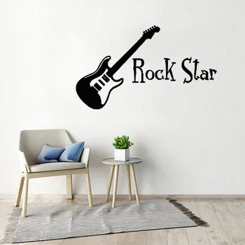 

Music Guitar Band Wall Stickers Personalized Name Stickers Removable Vinyl Removable Art Decor for Kids Bedrooms WL1466