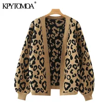 KPYTOMOA-cárdigan de punto suelto para mujer, suéter Vintage de manga farol, prendas de vestir exteriores, Tops Chic