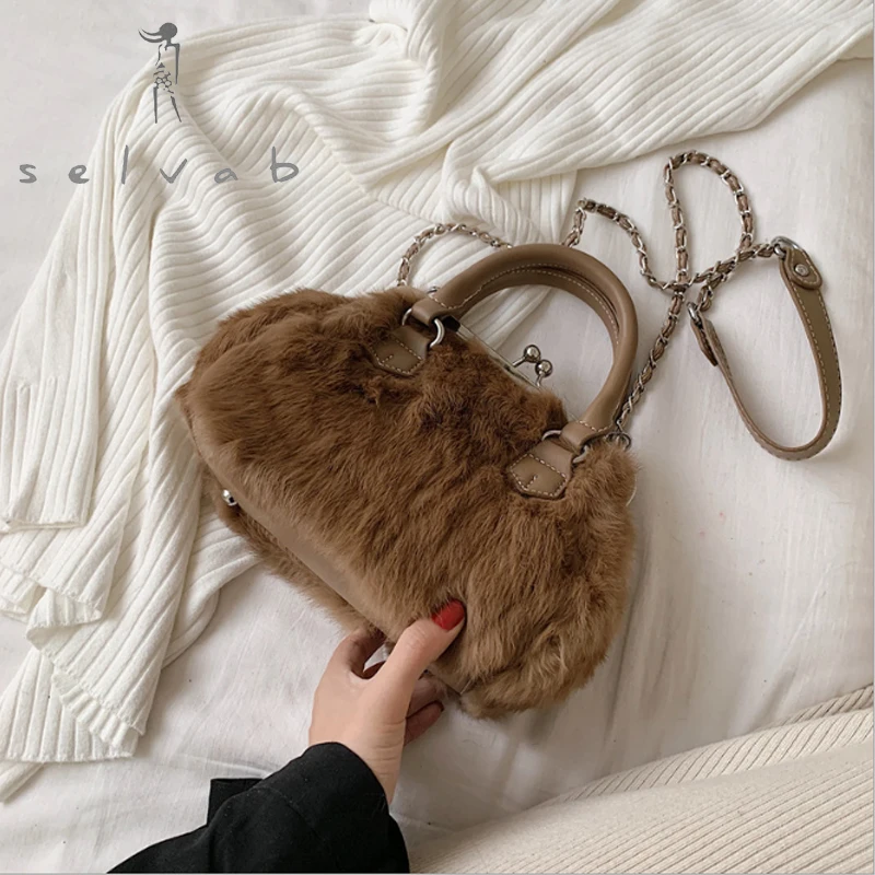 

Autumn and winter new tide Korean plush bag 2020 fashion soft bag foreign style wild chain portable diagonal fur handbags